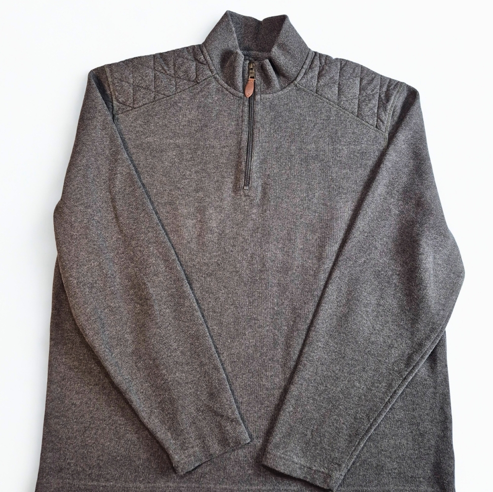 Johnston & Murphy XXL 1/4 Zip Knit Pullover Gray Business Casual Layer